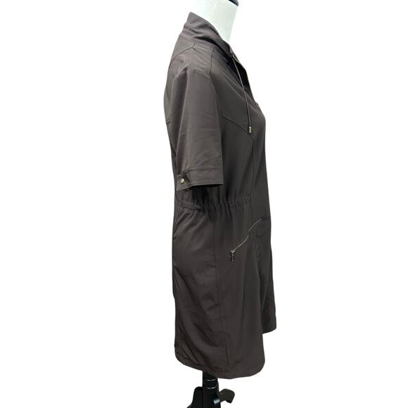Minimalist Utility Brown Dress Chico’s‎ Zenergy Zip Front Size 1 Medium - Picture 3 of 6